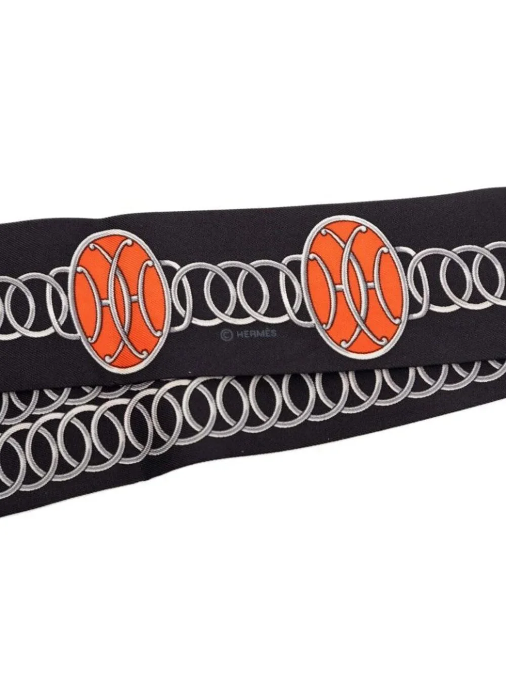 Hermes Twilly Lift Profile Scarf Black Multicolor Silk 1 - Picture 3 of 5